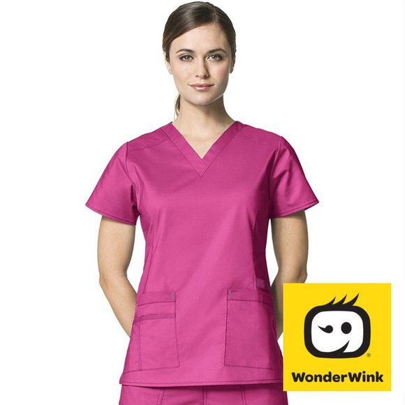 WonderWink Tops - 🍁2/$30🍁 WONDERWINK Women's Wonderflex Verity Scrub Top, Hot Pink, X-Large
